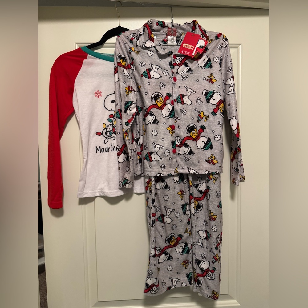 Kids Snoopy Christmas Pajama Set - size boys 10